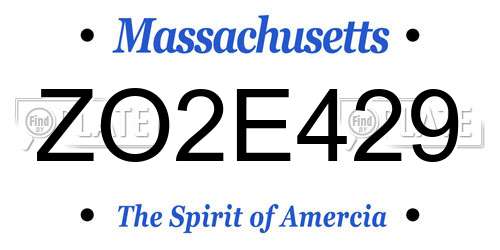 ZO2E429 Massachusetts License Plate
