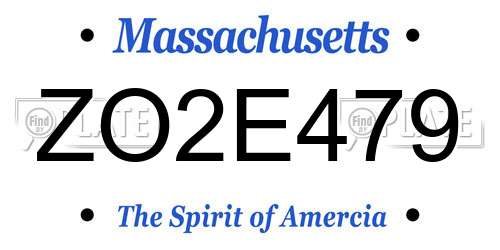 ZO2E479 Massachusetts License Plate