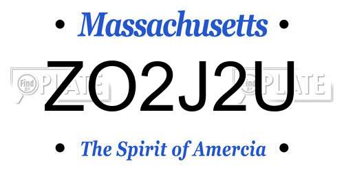 ZO2J2U Massachusetts License Plate