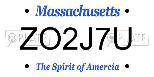 ZO2J7U Massachusetts License Plate