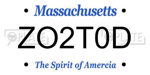 ZO2T0D Massachusetts License Plate