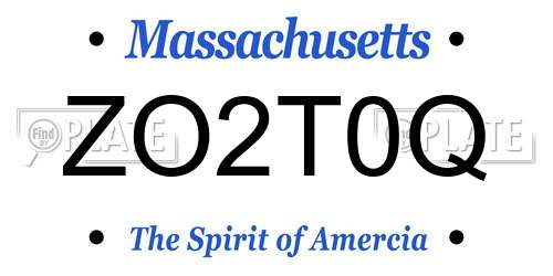 ZO2T0Q Massachusetts License Plate