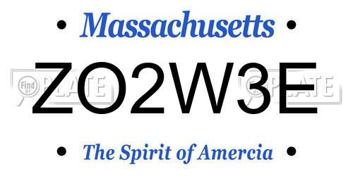 ZO2W3E Massachusetts License Plate
