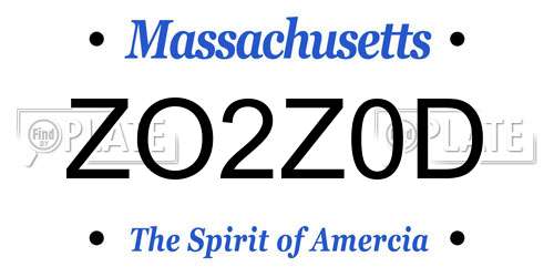 ZO2Z0D Massachusetts License Plate