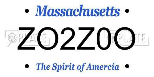 ZO2Z0O Massachusetts License Plate