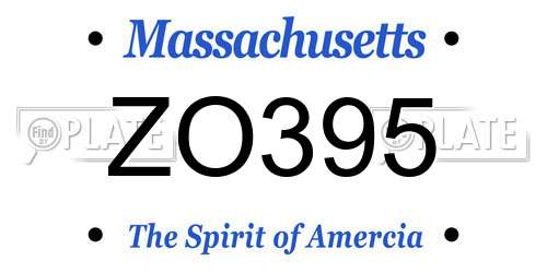 ZO395 Massachusetts License Plate