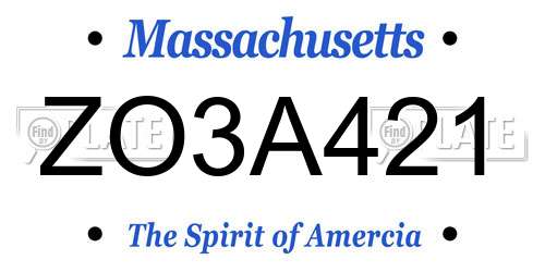ZO3A421 Massachusetts License Plate