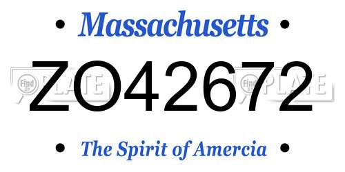 ZO42672 Massachusetts License Plate
