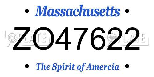 ZO47622 Massachusetts License Plate