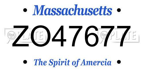 ZO47677 Massachusetts License Plate