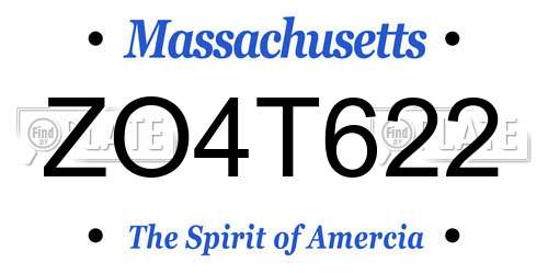ZO4T622 Massachusetts License Plate