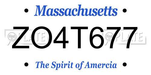 ZO4T677 Massachusetts License Plate