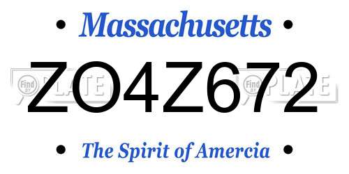 ZO4Z672 Massachusetts License Plate