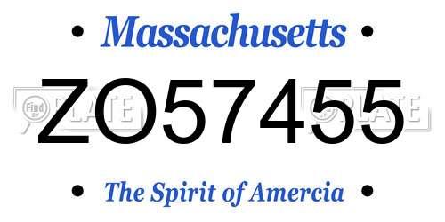 ZO57455 Massachusetts License Plate