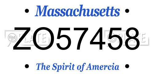 ZO57458 Massachusetts License Plate