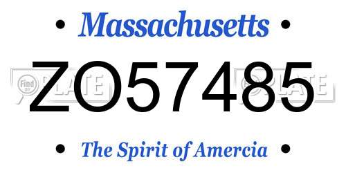 ZO57485 Massachusetts License Plate