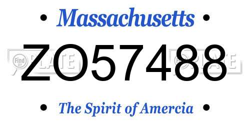 ZO57488 Massachusetts License Plate