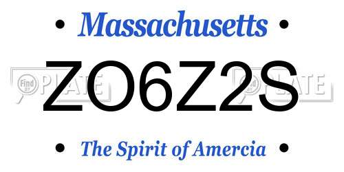 ZO6Z2S Massachusetts License Plate