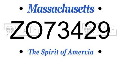 ZO73429 Massachusetts License Plate