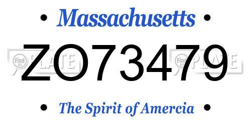 ZO73479 Massachusetts License Plate