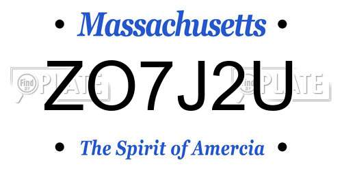 ZO7J2U Massachusetts License Plate