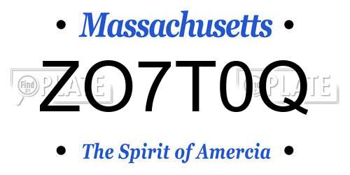 ZO7T0Q Massachusetts License Plate