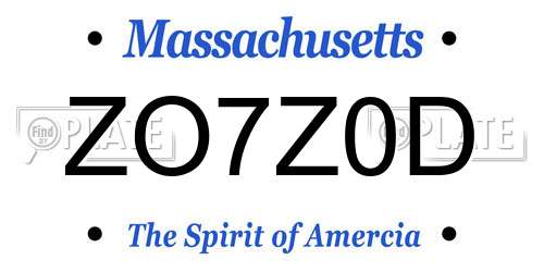 ZO7Z0D Massachusetts License Plate