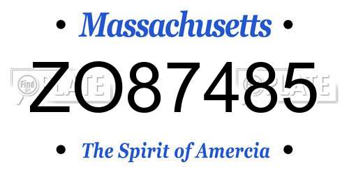 ZO87485 Massachusetts License Plate