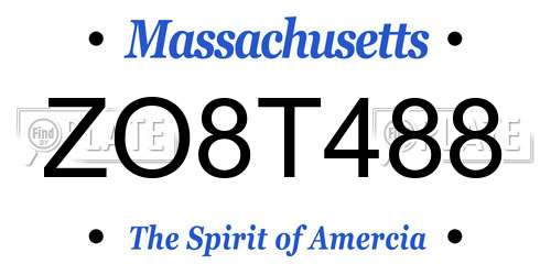 ZO8T488 Massachusetts License Plate