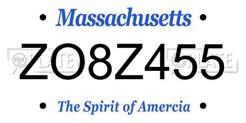 ZO8Z455 Massachusetts License Plate