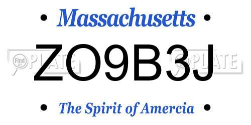 ZO9B3J Massachusetts License Plate
