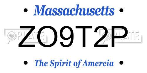 ZO9T2P Massachusetts License Plate