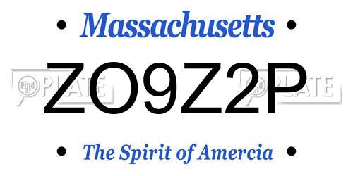 ZO9Z2P Massachusetts License Plate