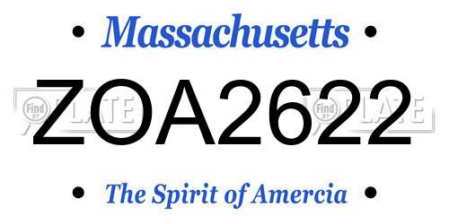 ZOA2622 Massachusetts License Plate