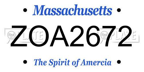 ZOA2672 Massachusetts License Plate