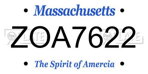 ZOA7622 Massachusetts License Plate