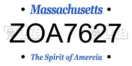 ZOA7627 Massachusetts License Plate