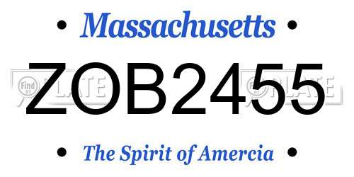 ZOB2455 Massachusetts License Plate