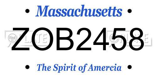 ZOB2458 Massachusetts License Plate