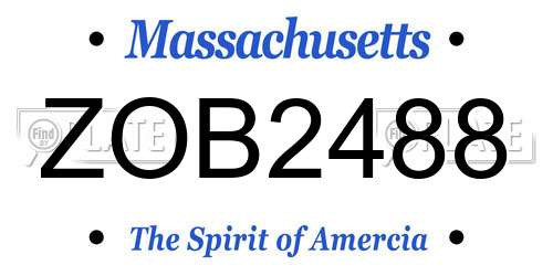 ZOB2488 Massachusetts License Plate
