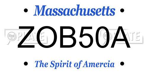 ZOB50A Massachusetts License Plate