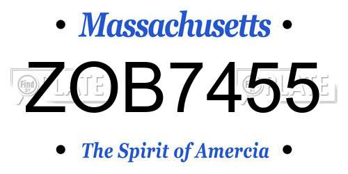 ZOB7455 Massachusetts License Plate