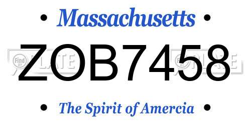 ZOB7458 Massachusetts License Plate