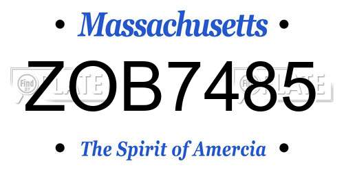 ZOB7485 Massachusetts License Plate