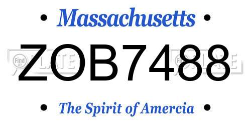 ZOB7488 Massachusetts License Plate