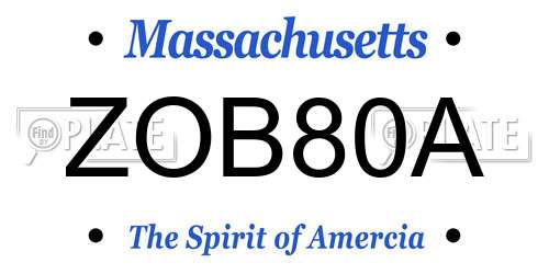 ZOB80A Massachusetts License Plate