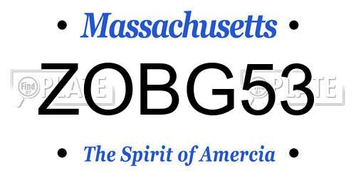 ZOBG53 Massachusetts License Plate