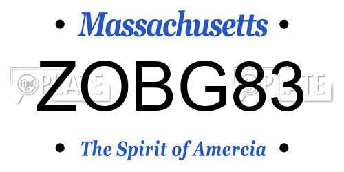 ZOBG83 Massachusetts License Plate