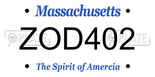 ZOD402 Massachusetts License Plate