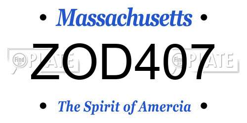 ZOD407 Massachusetts License Plate